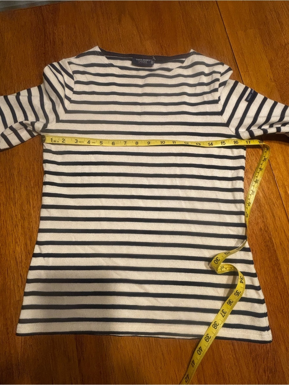 St. James Atelier Striped Long Sleeve Top with Red Heart Elbow Red Patches - Picture 12 of 12